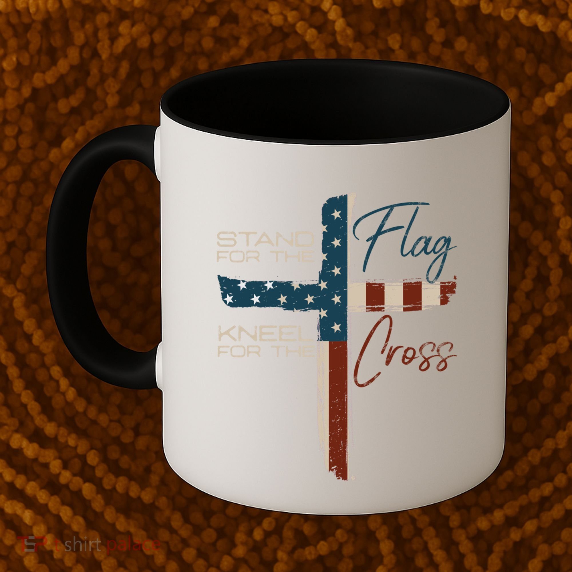 Stand The Flag And Cross Faith American Christian Great Gift Coffee Mug