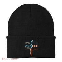 Stand The Flag And Cross Faith American Christian Great Gift Beanie thumb 0