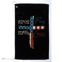 Stand The Flag And Cross Faith American Christian Great Gift Golf Towel thumb 0
