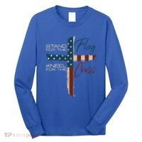 Stand The Flag And Cross Faith American Christian Great Gift Long Sleeve Shirt thumb 0