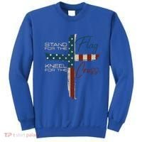 Stand The Flag And Cross Faith American Christian Great Gift Sweatshirt thumb 0
