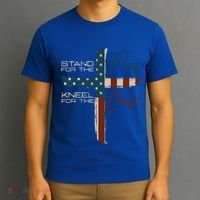 Stand The Flag And Cross Faith American Christian Great Gift T-Shirt thumb 3