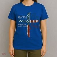 Stand The Flag And Cross Faith American Christian Great Gift T-Shirt thumb 4