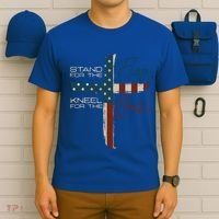 Stand The Flag And Cross Faith American Christian Great Gift T-Shirt thumb 6