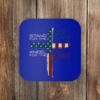 Stand The Flag And Cross Faith American Christian Great Gift Coaster thumb 0