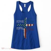 Stand The Flag And Cross Faith American Christian Great Gift Women's Tank Top thumb 0