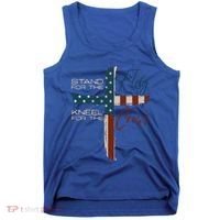 Stand The Flag And Cross Faith American Christian Great Gift Tank Top thumb 0
