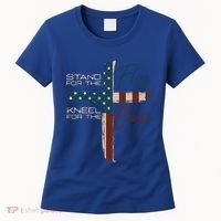 Stand The Flag And Cross Faith American Christian Great Gift Women's T-Shirt thumb 0