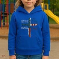 Stand The Flag And Cross Faith American Christian Great Gift Kids Hoodie thumb 3