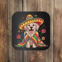 Sombrero Tacos Fiesta Pup Dog Lover Cinco De Mayo Funny Coaster thumb 0