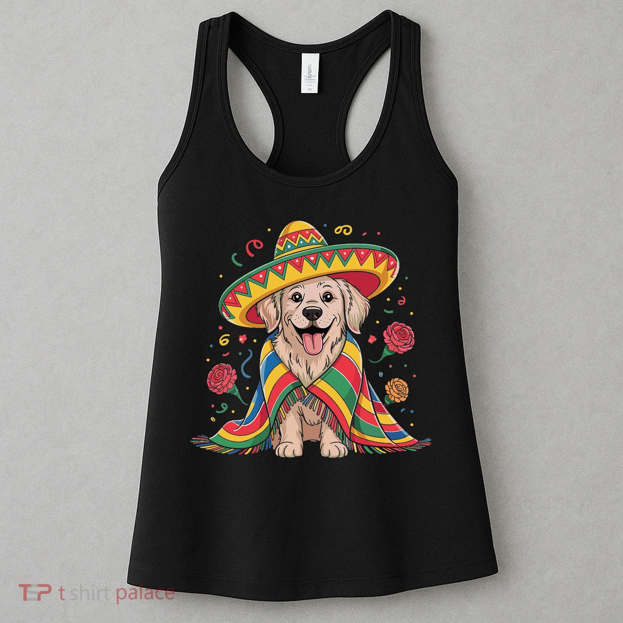 Sombrero Tacos Fiesta Pup Dog Lover Cinco De Mayo Funny Women's Tank Top