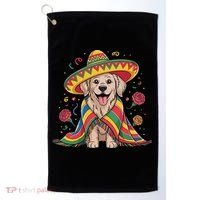 Sombrero Tacos Fiesta Pup Dog Lover Cinco De Mayo Funny Golf Towel thumb 0