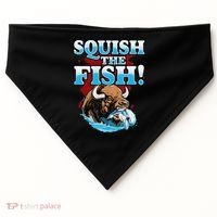 SQUISH THE FISH bison eating dolphin food chain fantasy USA-Made Doggie Bandana thumb 0
