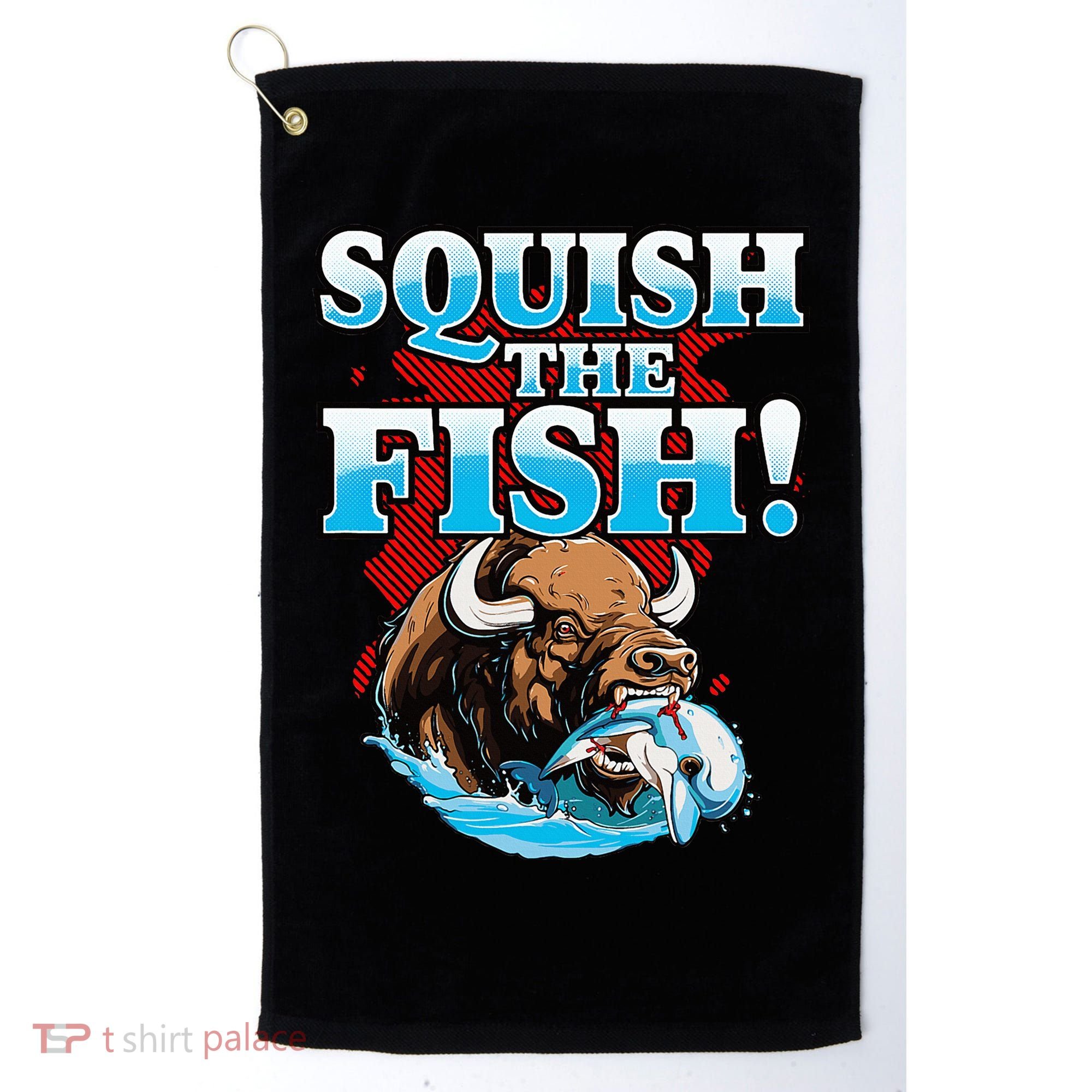 SQUISH THE FISH bison eating dolphin food chain fantasy Golf Towel