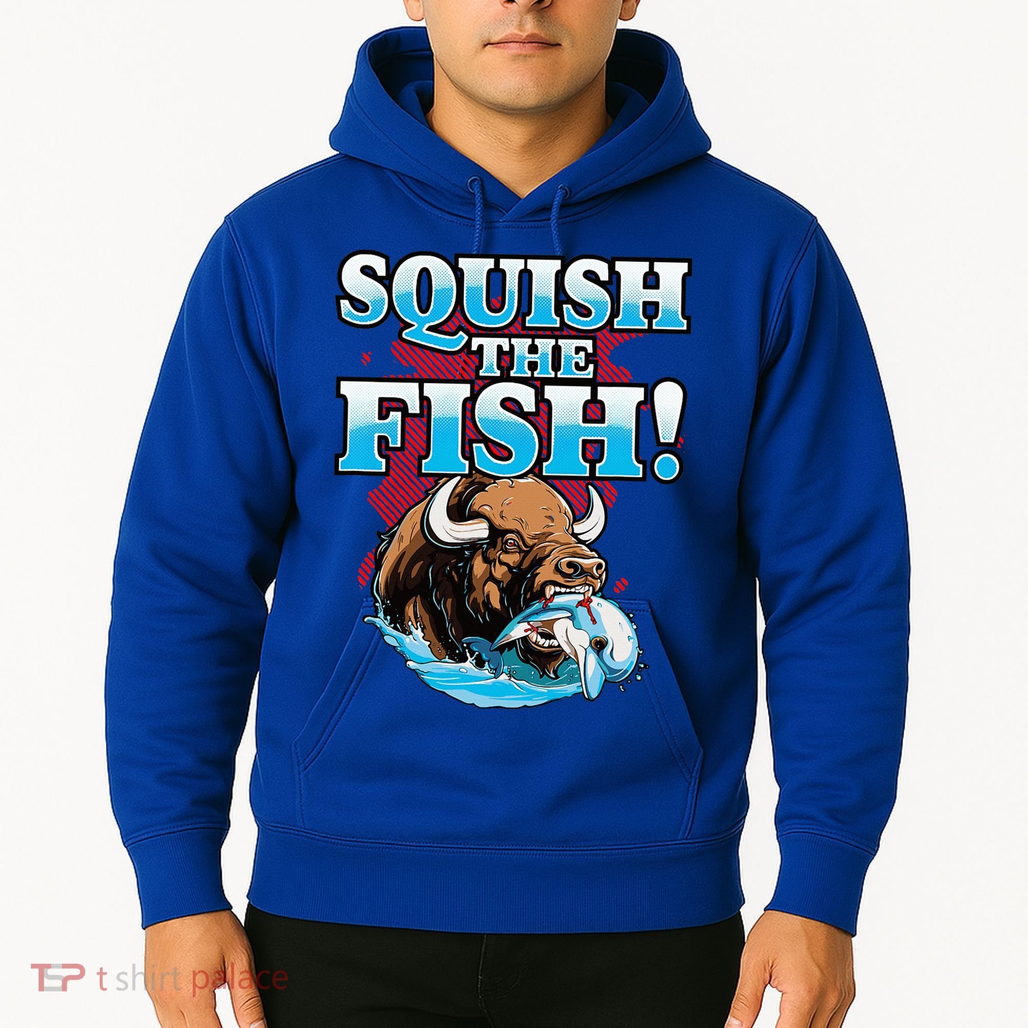 SQUISH THE FISH bison eating dolphin food chain fantasy Hoodie