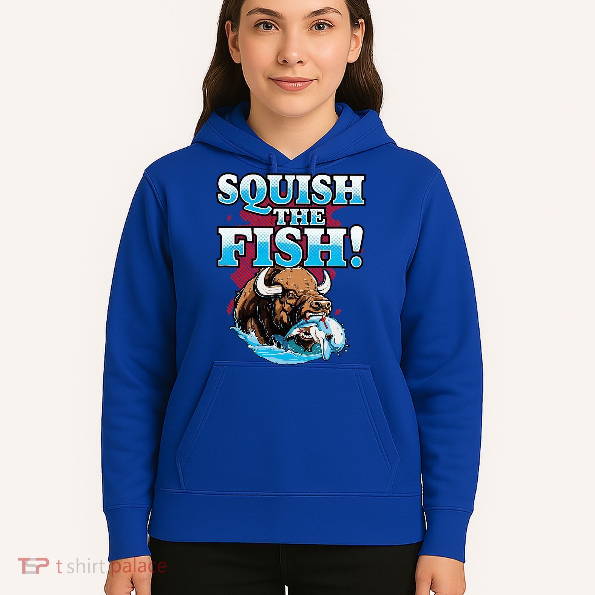 SQUISH THE FISH bison eating dolphin food chain fantasy Hoodie