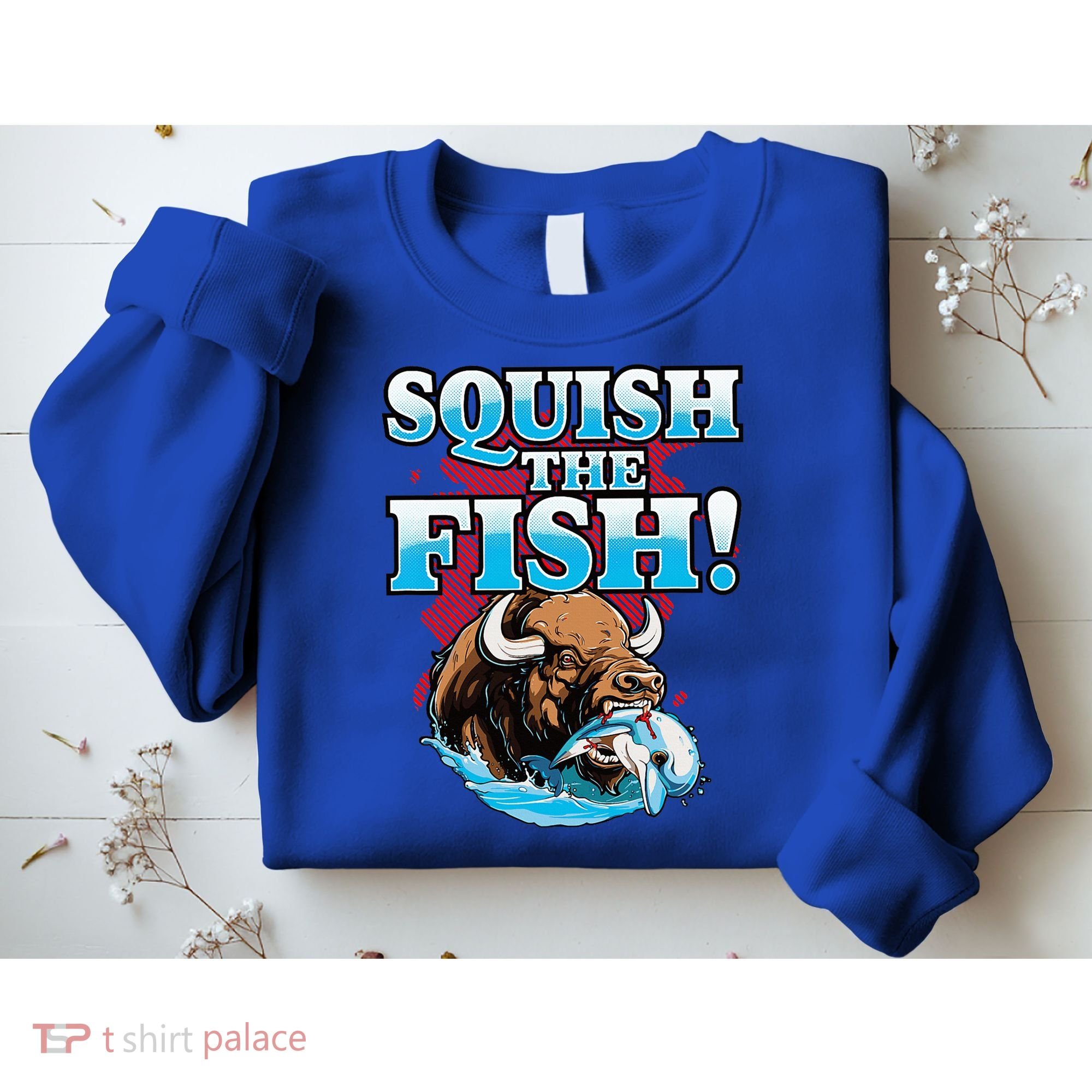 SQUISH THE FISH bison eating dolphin food chain fantasy Sweatshirt