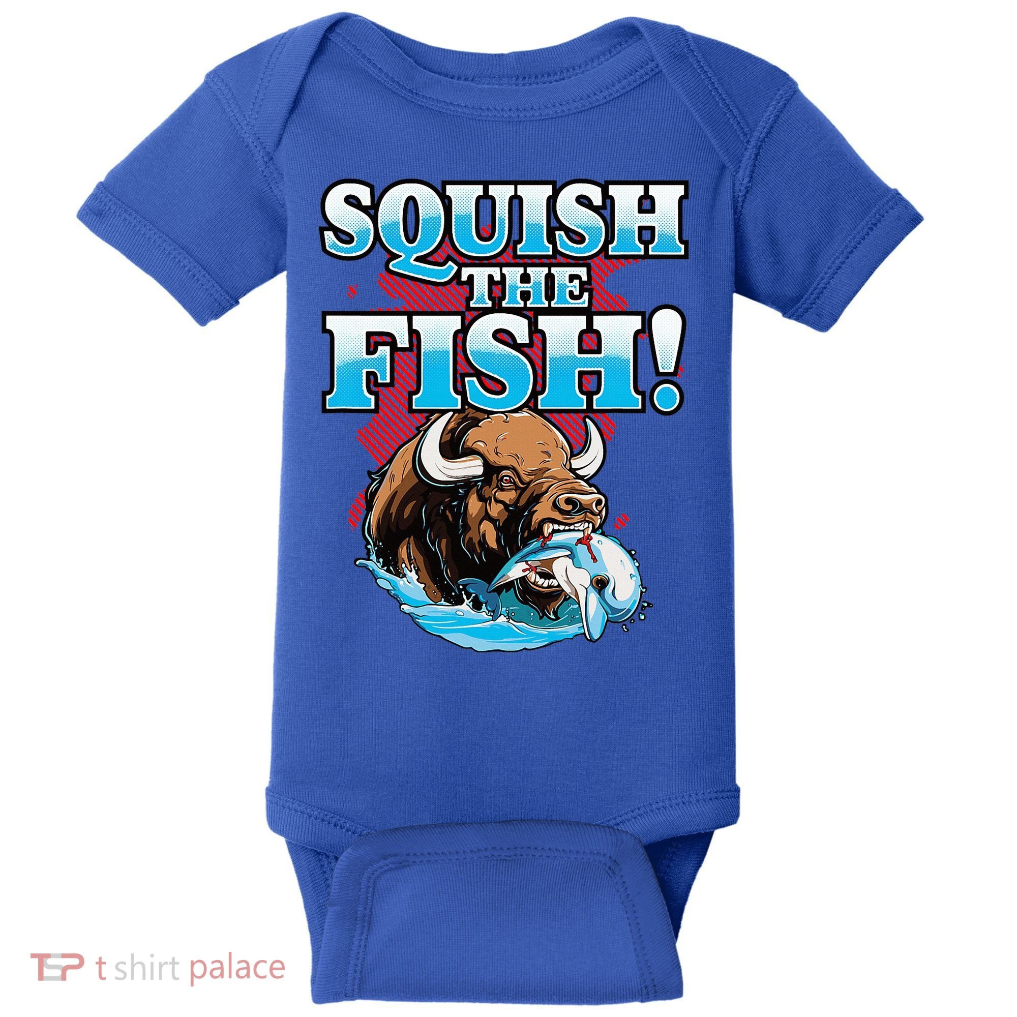 SQUISH THE FISH bison eating dolphin food chain fantasy Baby Bodysuit
