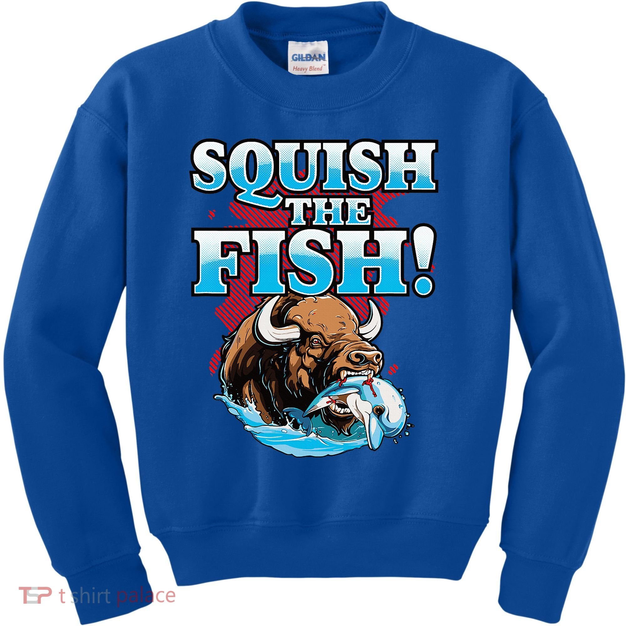SQUISH THE FISH bison eating dolphin food chain fantasy Kids Sweatshirt