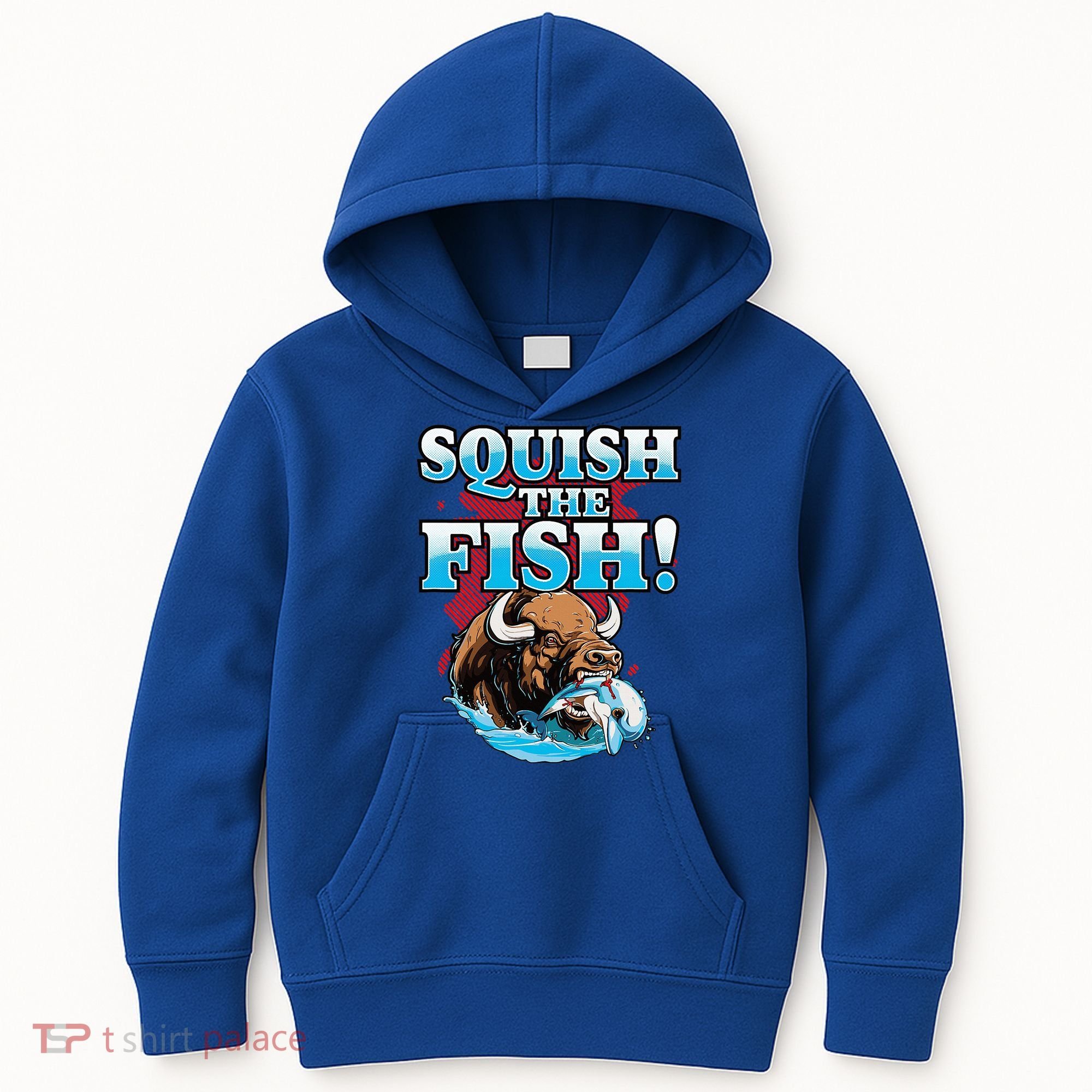SQUISH THE FISH bison eating dolphin food chain fantasy Kids Hoodie