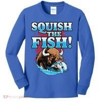 SQUISH THE FISH bison eating dolphin food chain fantasy Kids Long Sleeve Shirt thumb 0