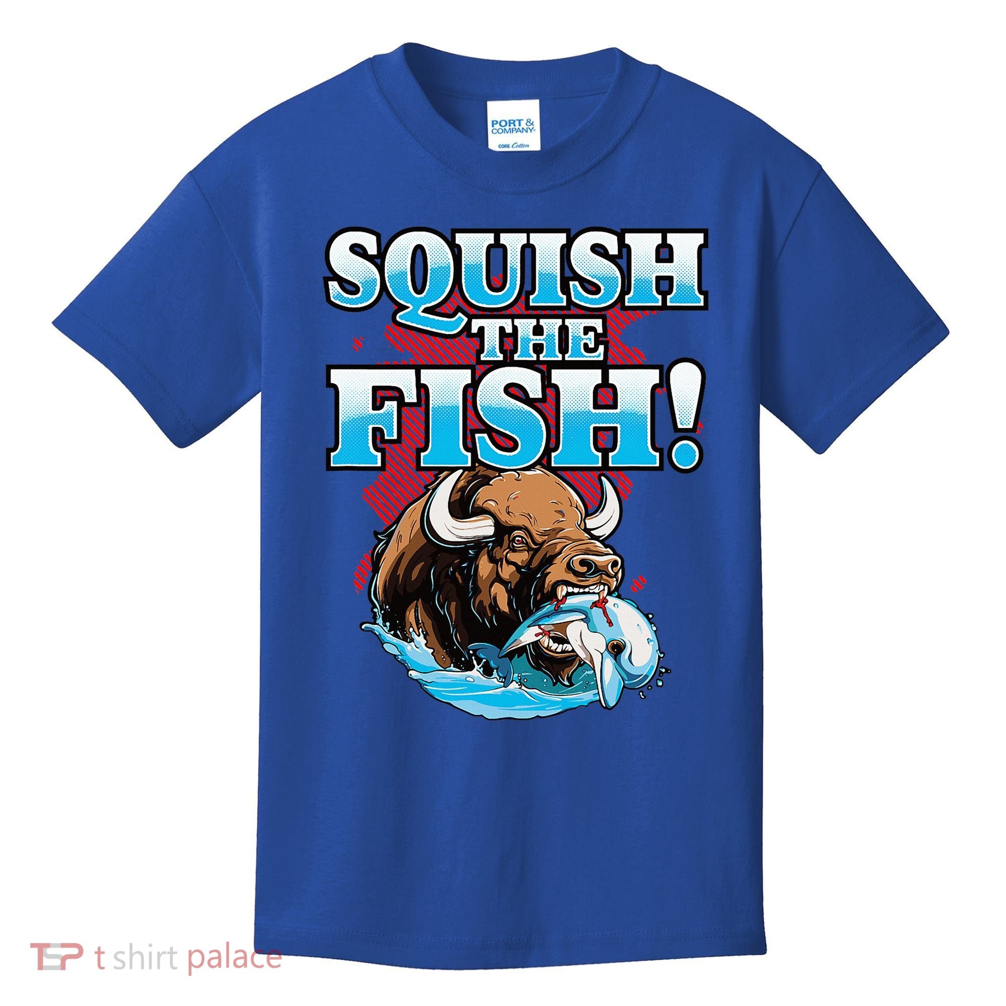 SQUISH THE FISH bison eating dolphin food chain fantasy Kids T-Shirt