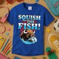 SQUISH THE FISH bison eating dolphin food chain fantasy Kids T-Shirt thumb 3