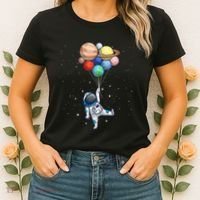 Space Themed For Women Outer Space Moon Galaxy Astronaut Women's T-Shirt thumb 2