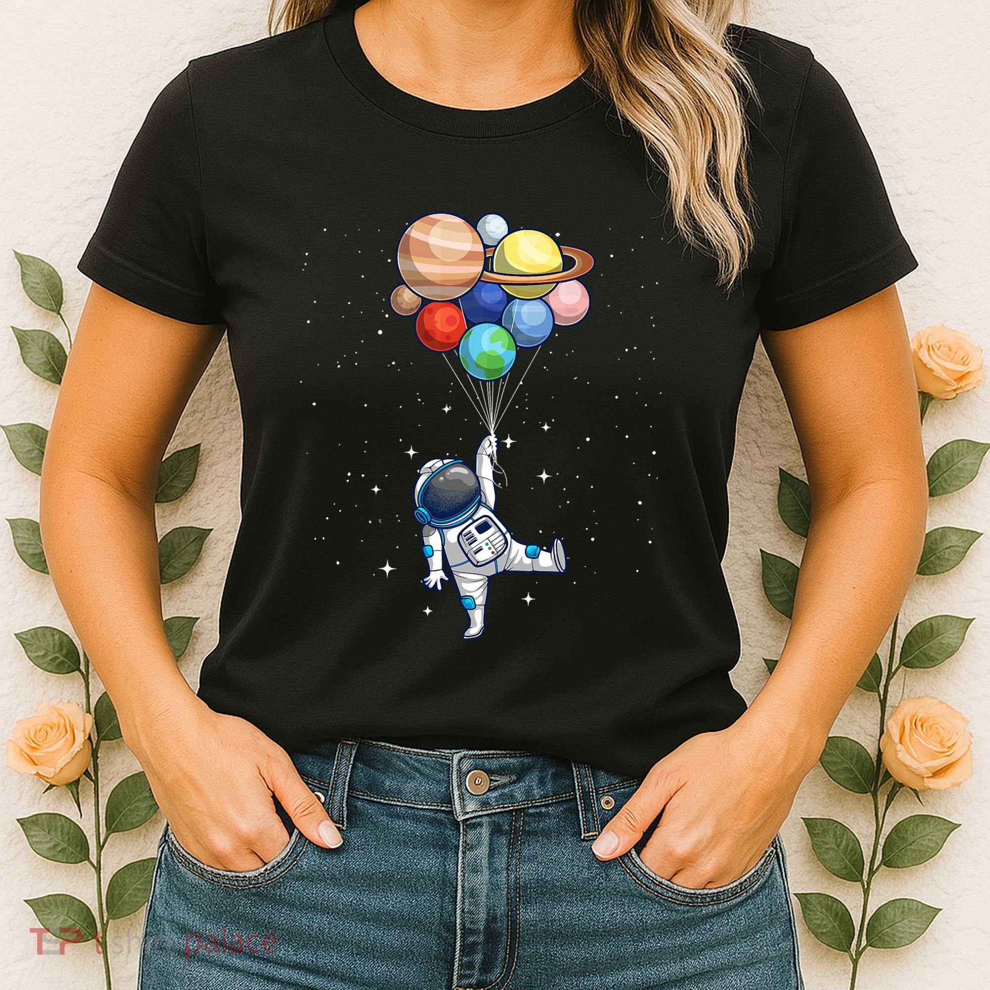 Space Themed For Women Outer Space Moon Galaxy Astronaut Women's T-Shirt