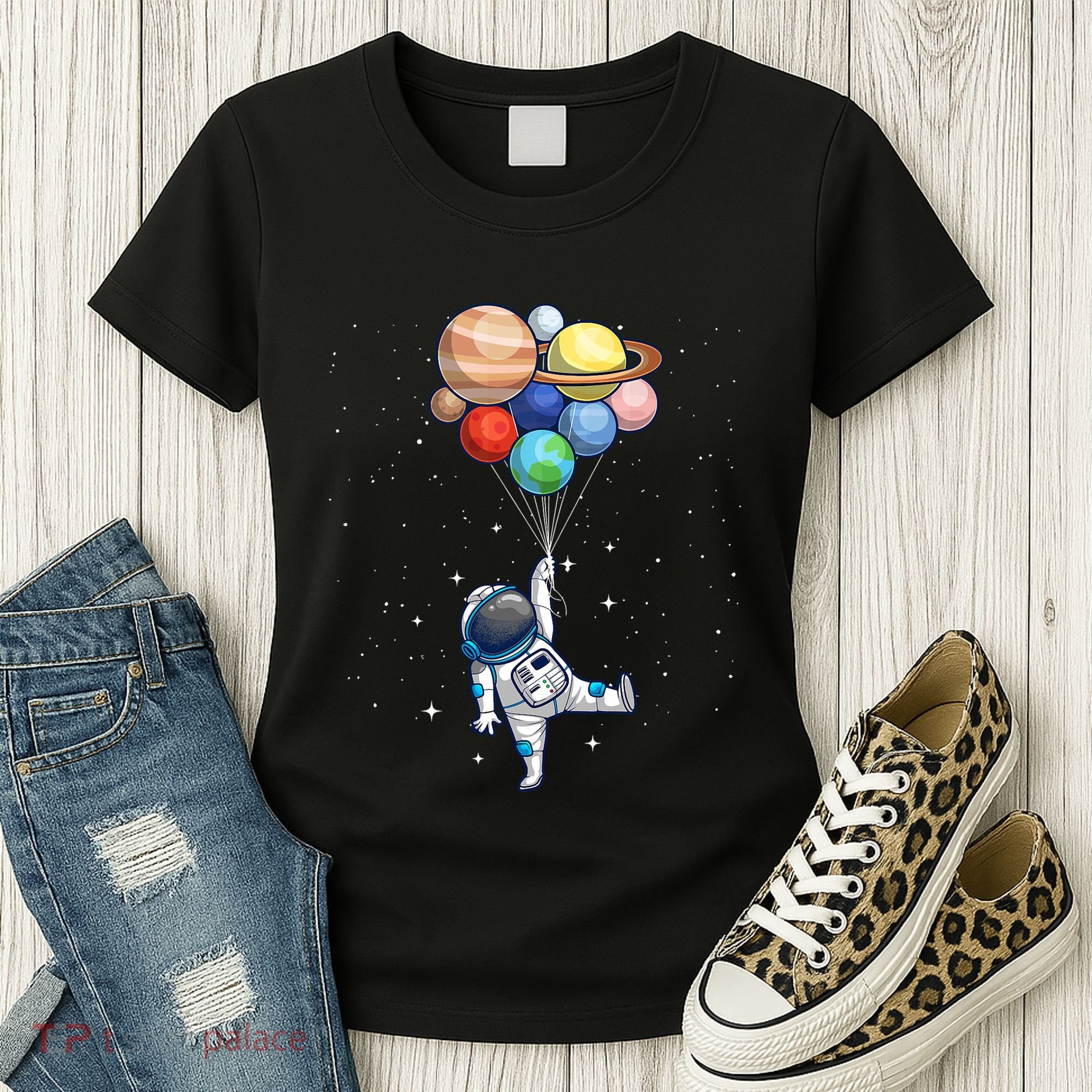 Space Themed For Women Outer Space Moon Galaxy Astronaut Women's T-Shirt