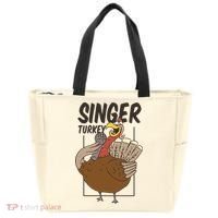 Singer Turkey Funny Thanksgiving Tote Bag thumb 0