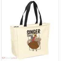Singer Turkey Funny Thanksgiving Tote Bag thumb 2