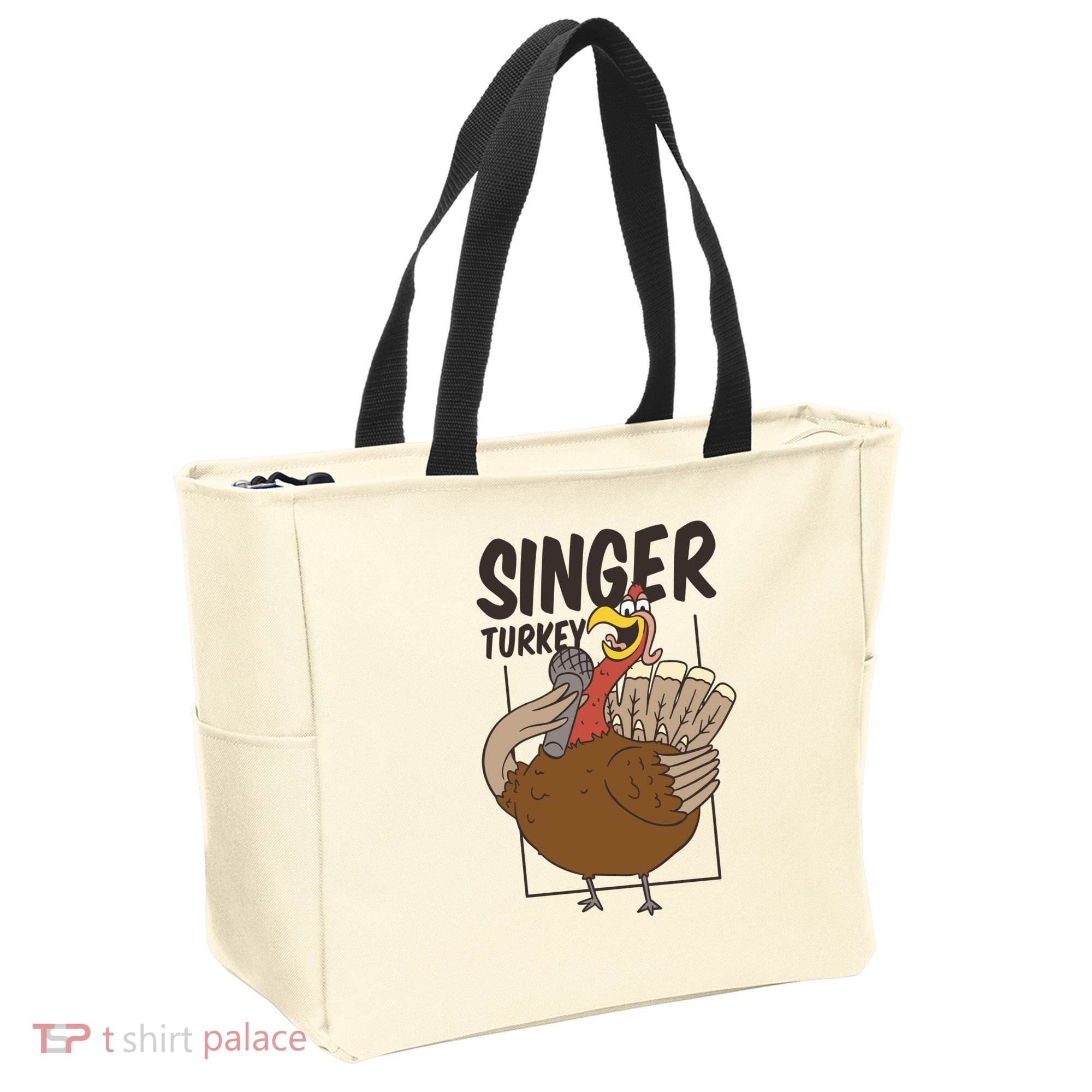 Singer Turkey Funny Thanksgiving Tote Bag
