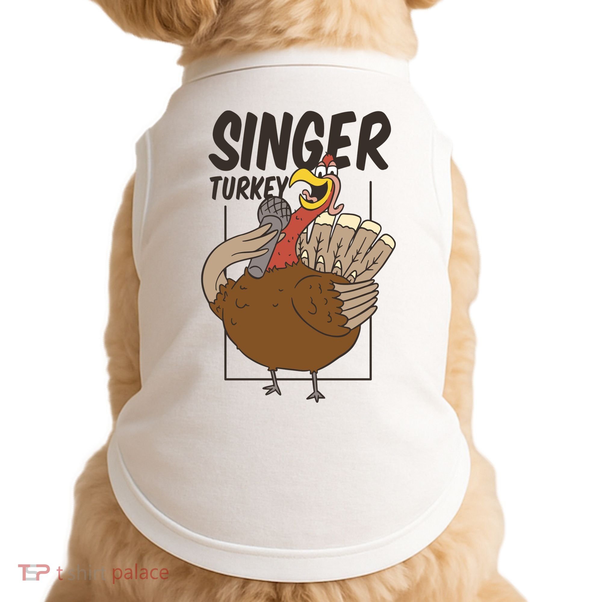 Singer Turkey Funny Thanksgiving Doggie Tank
