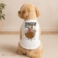Singer Turkey Funny Thanksgiving Doggie Tank thumb 2