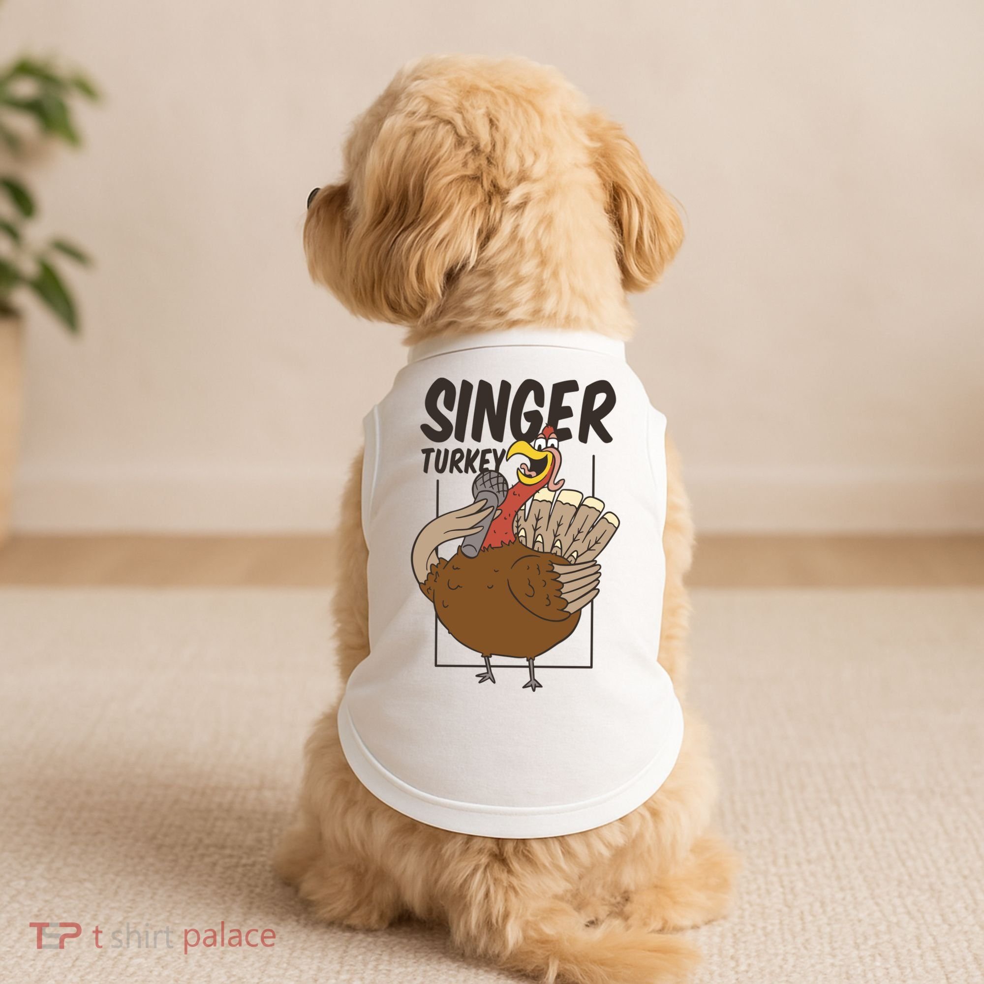 Singer Turkey Funny Thanksgiving Doggie Tank