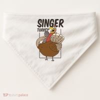Singer Turkey Funny Thanksgiving USA-Made Doggie Bandana thumb 0