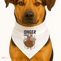 Singer Turkey Funny Thanksgiving USA-Made Doggie Bandana thumb 1