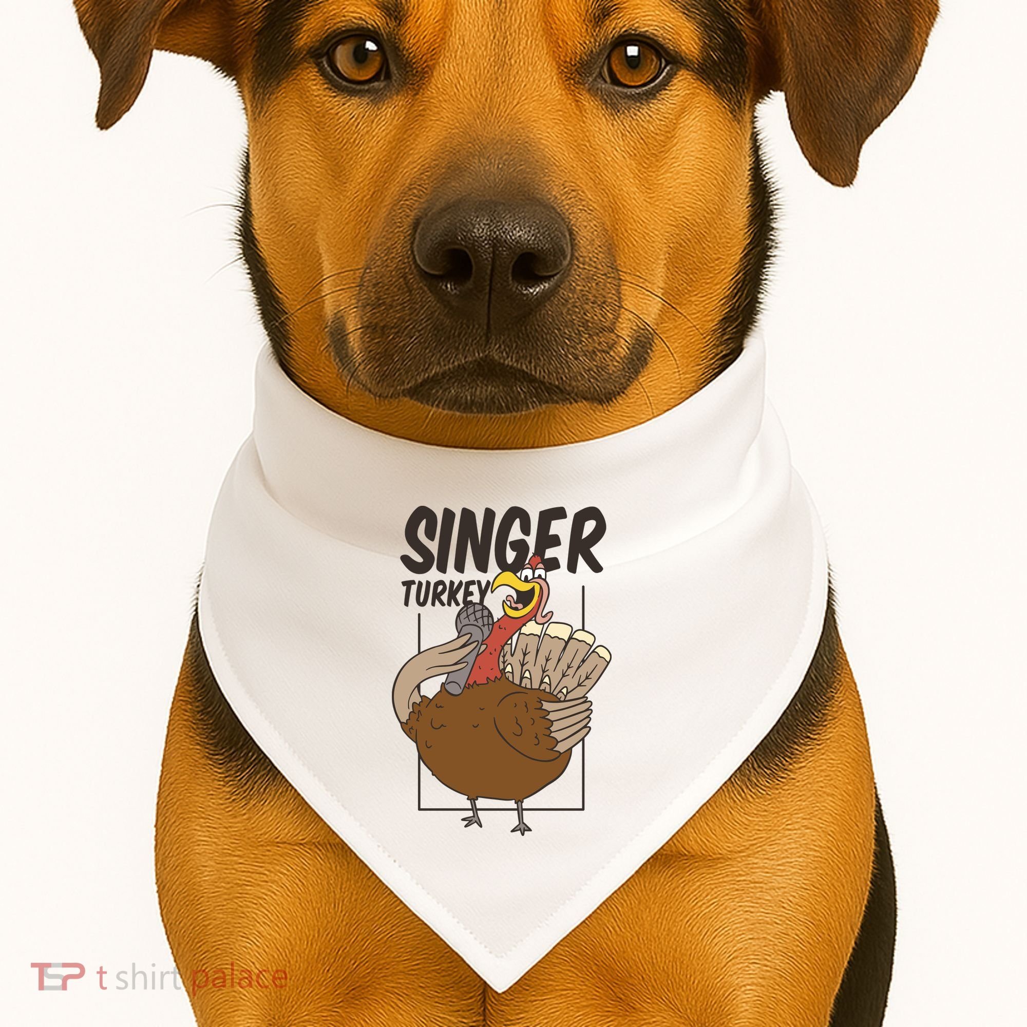 Singer Turkey Funny Thanksgiving USA-Made Doggie Bandana
