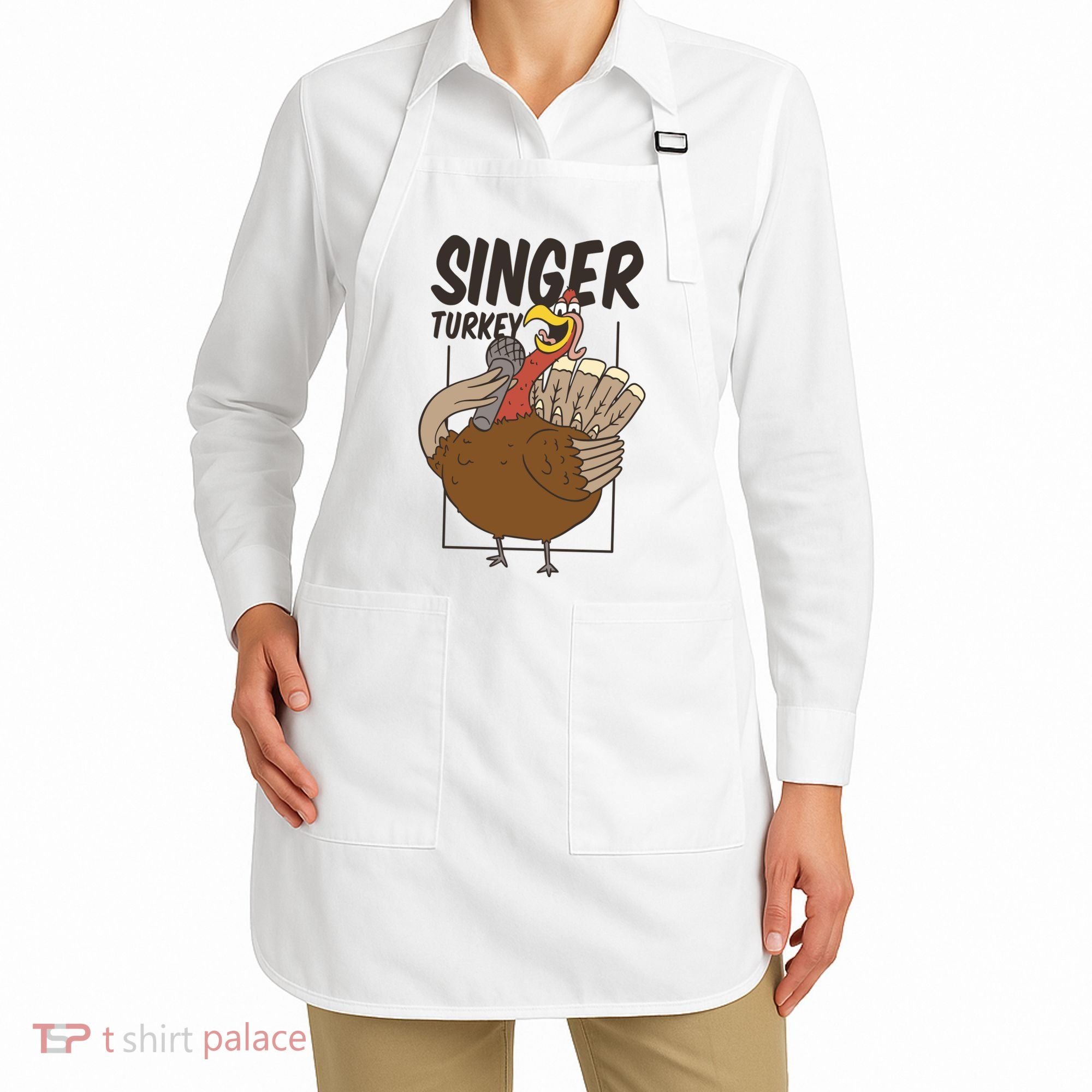 Singer Turkey Funny Thanksgiving Apron