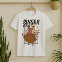 Singer Turkey Funny Thanksgiving T-Shirt thumb 2