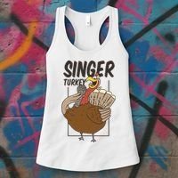 Singer Turkey Funny Thanksgiving Women's Tank Top thumb 3