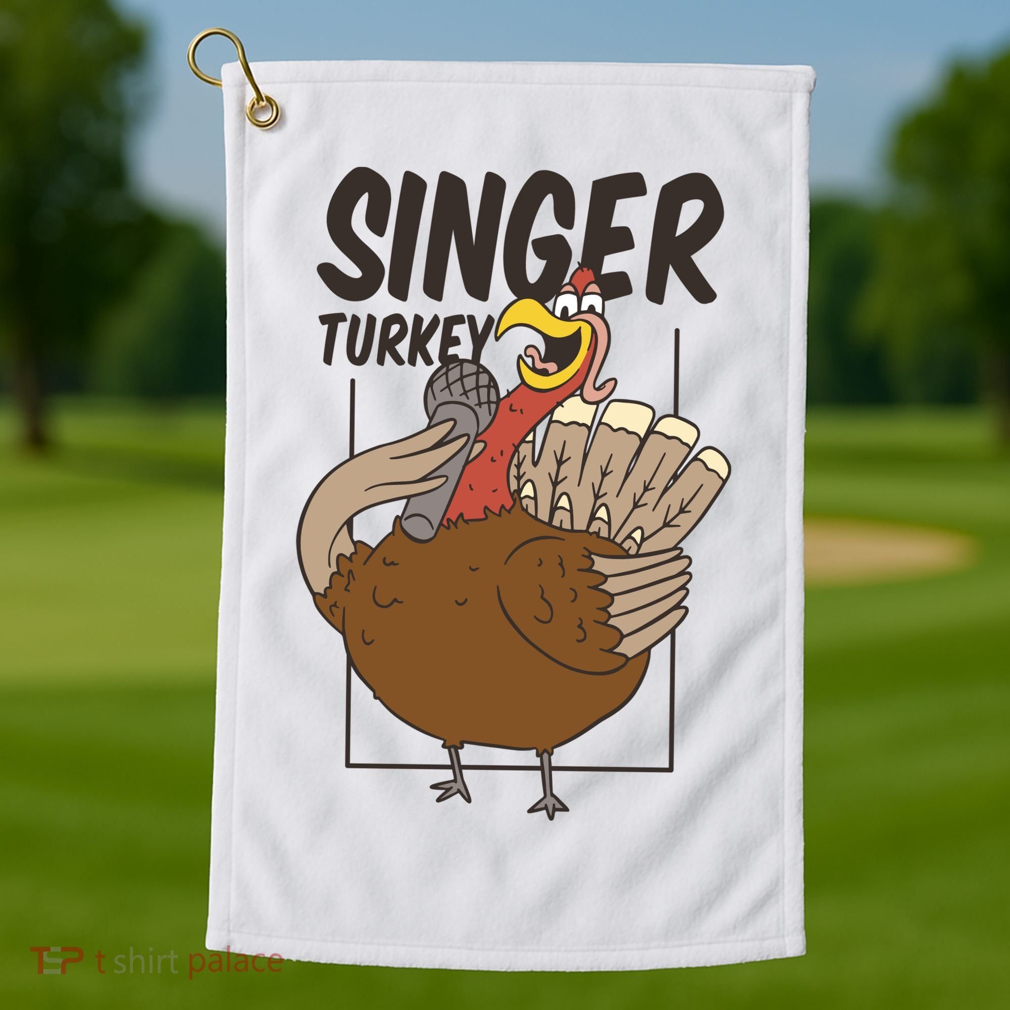 Singer Turkey Funny Thanksgiving Golf Towel