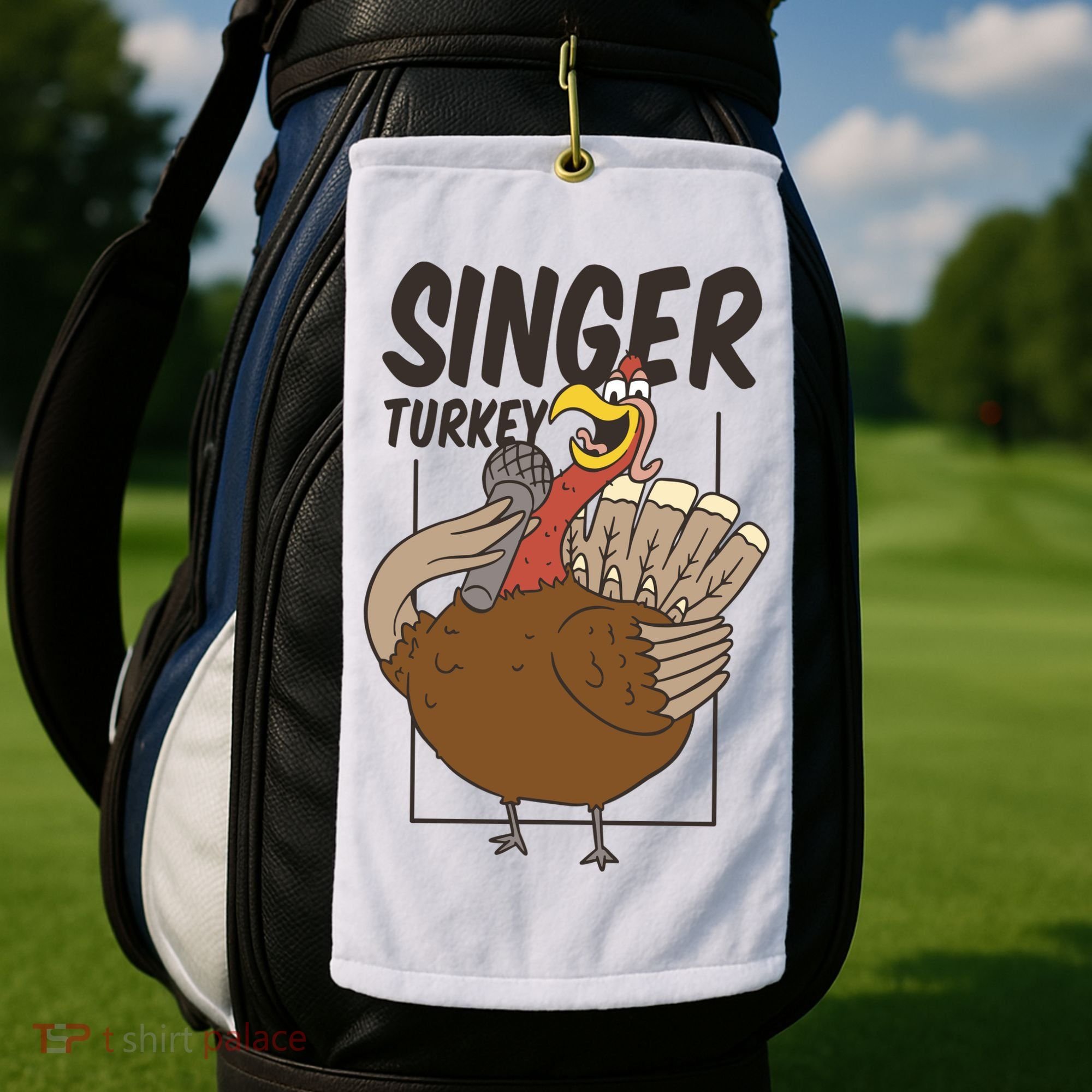 Singer Turkey Funny Thanksgiving Golf Towel