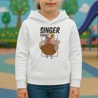 Singer Turkey Funny Thanksgiving Kids Hoodie thumb 3