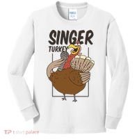 Singer Turkey Funny Thanksgiving Kids Long Sleeve Shirt thumb 0