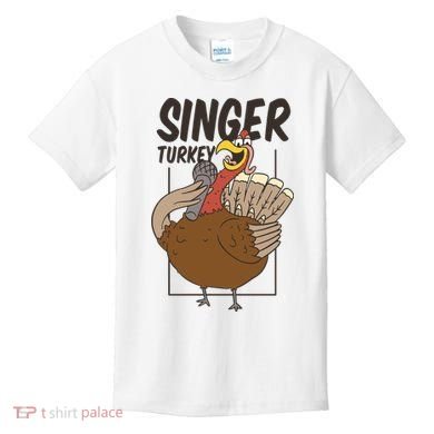 Singer Turkey Funny Thanksgiving Kids T-Shirt