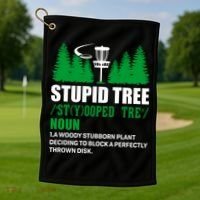 Stupid Tree Funny Disk Golf Definition Golfing Golf Towel thumb 1