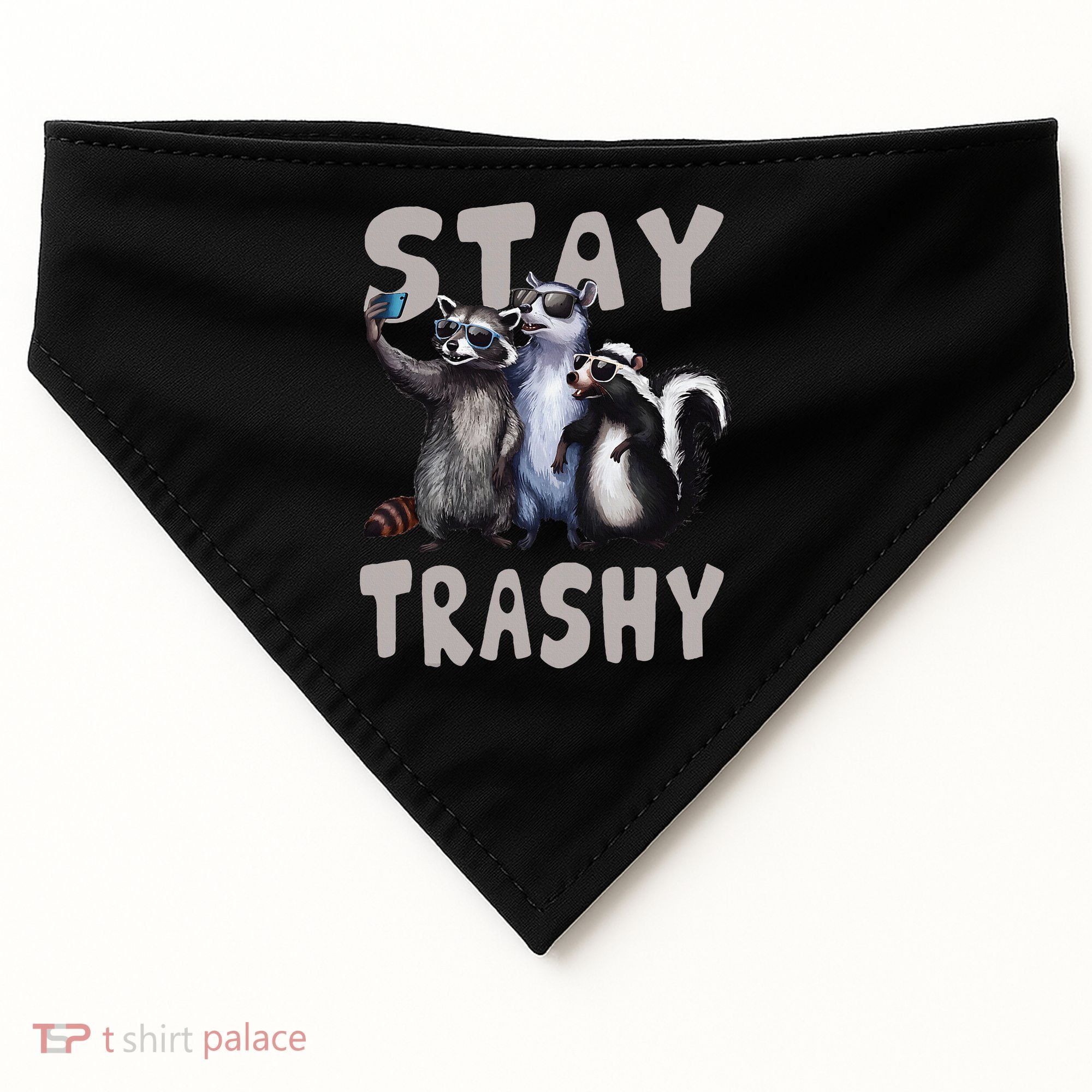 Stay Trashy Funny Raccoon Opossum Skunk USA-Made Doggie Bandana