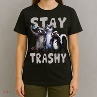 Stay Trashy Funny Raccoon Opossum Skunk T-Shirt thumb 4